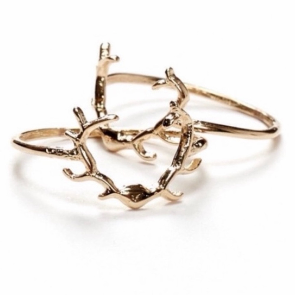 NWOT For Love and Lemons Signature Antler Gold Tone  Ring Size 5 1/2